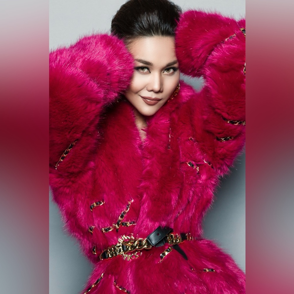 MOSCHINO x H&M  Faux Fur Gold Leather Chain Detail Fashion Coat